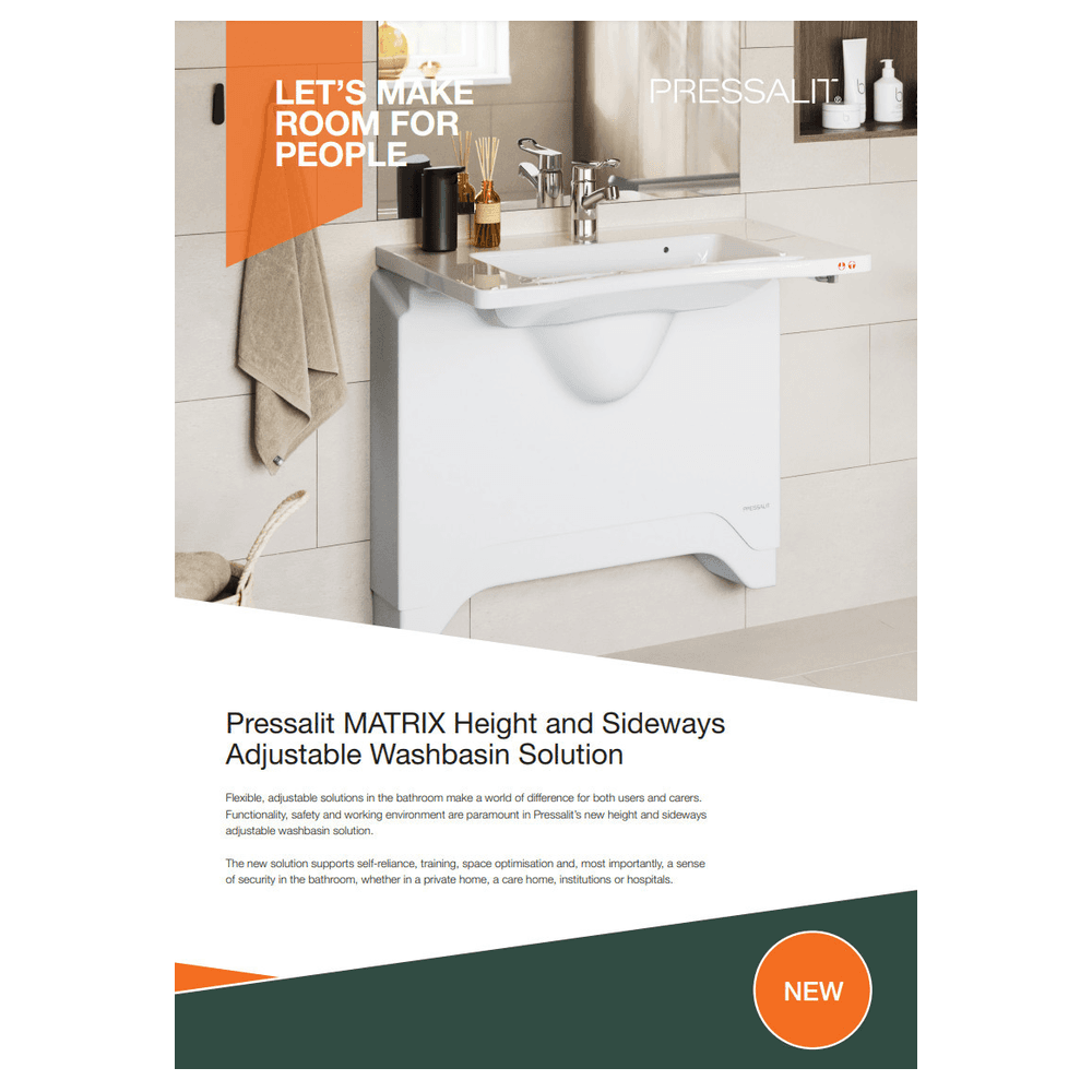 Pressalit Matrix height and sideways adjustable washbasin solution brochure
