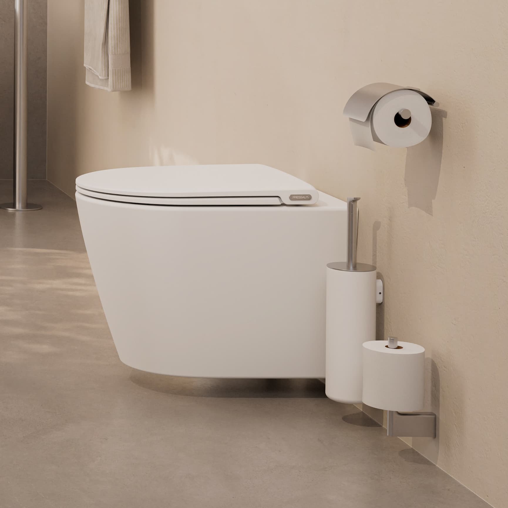 Pressalit Trend Combi Pack – wall-hung toilet with matching toilet seat