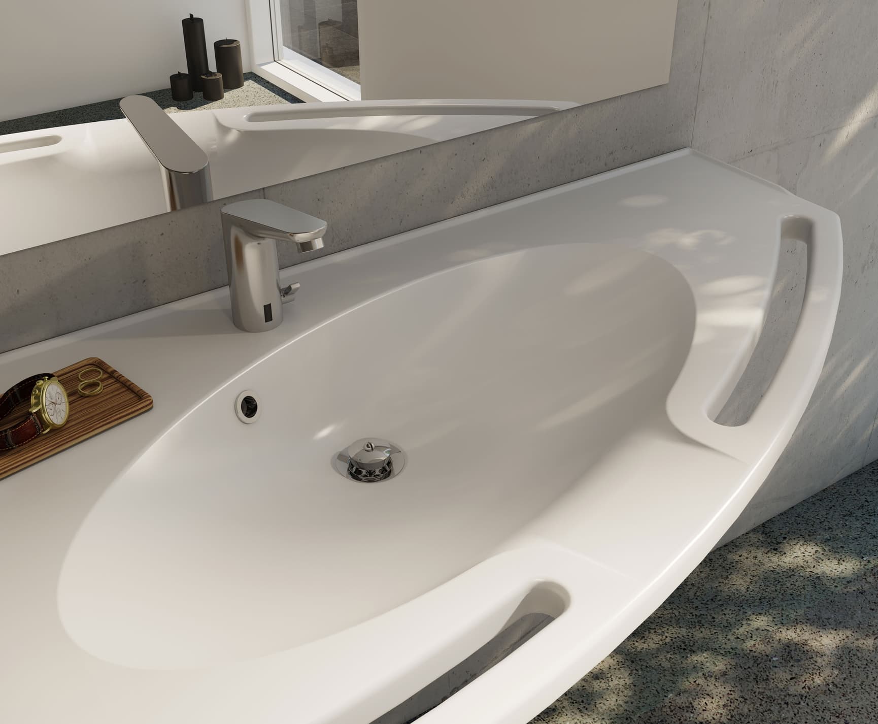 Accessible washbasin seen from above