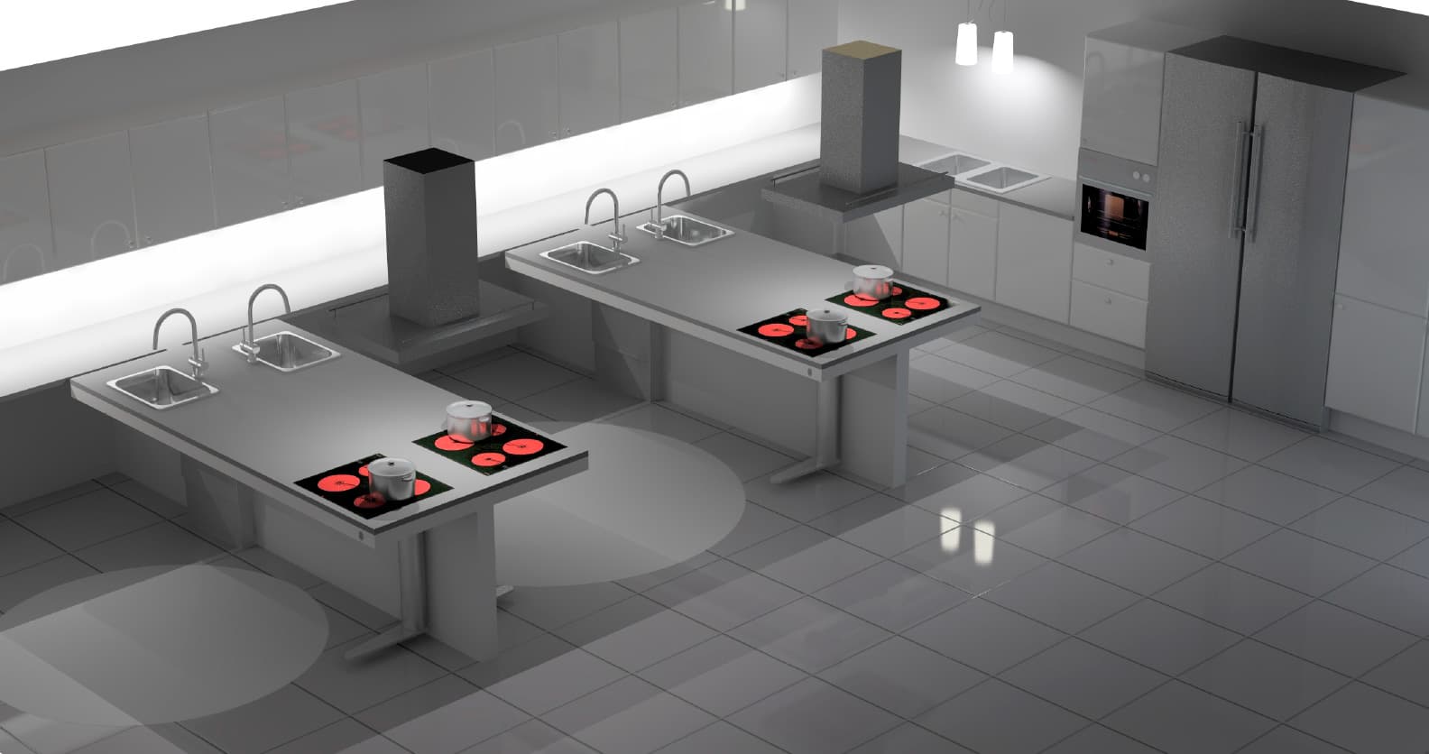 Pressalit height adjustable kitchen in school kitchen