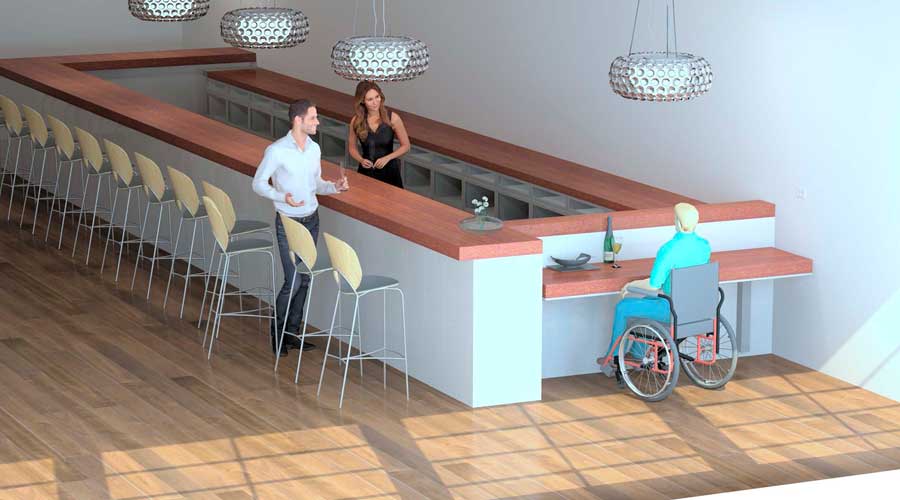 Pressalit INDIVO worktop in bar or restaurant