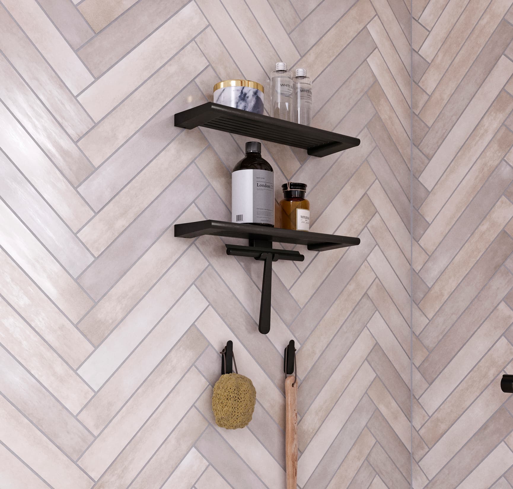 Pressalit STYLE towel hooks mounted in shower