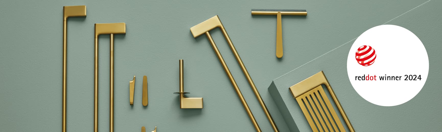 Pressalit STYLE bathroom accessories, brushed brass