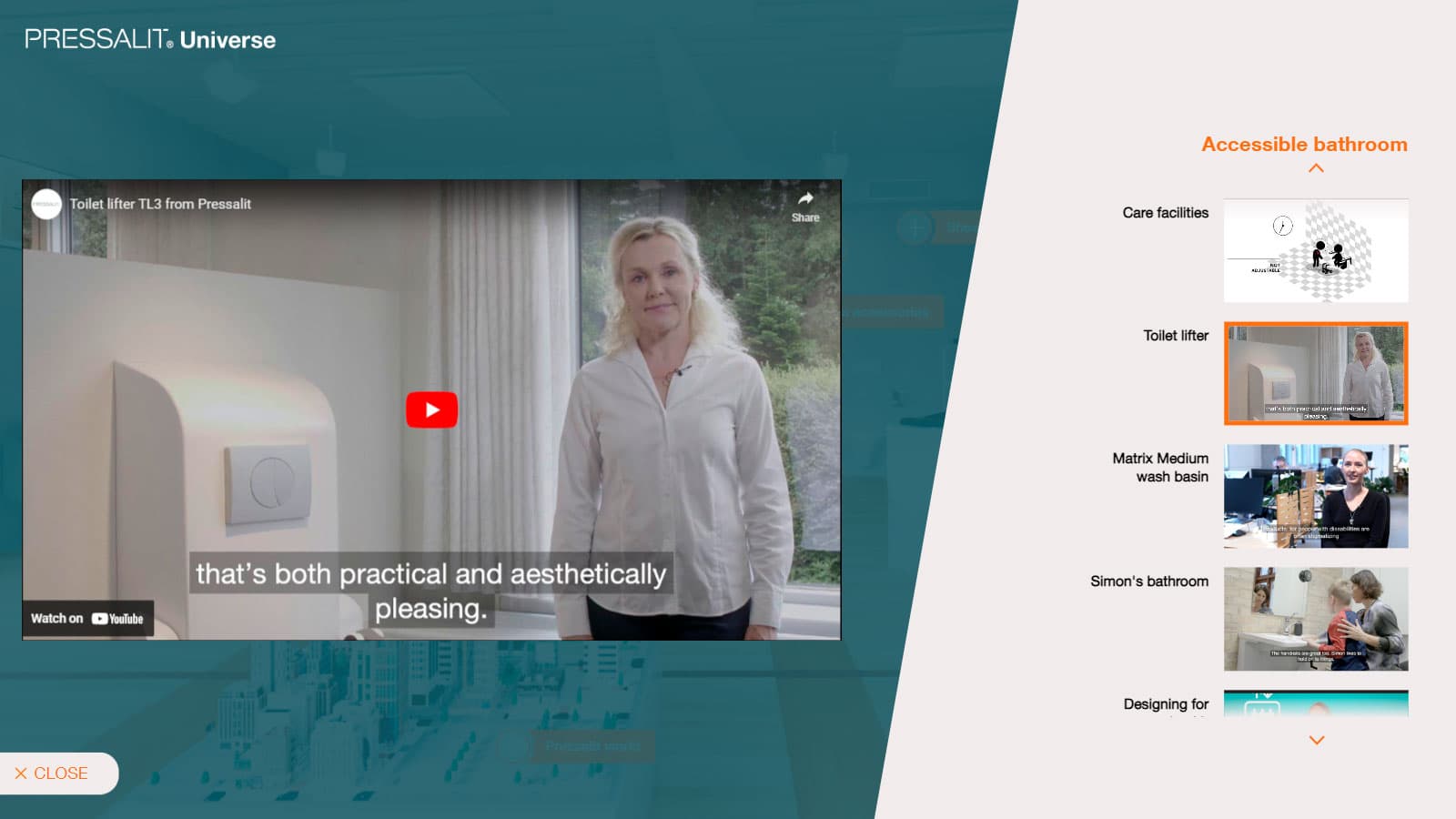 Pressalit Universe product categories