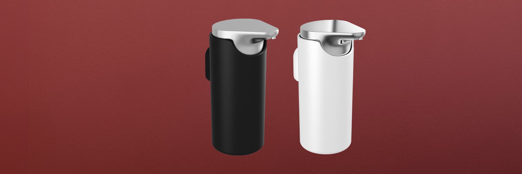 Pressalit STYLE bathroom accessories, soap dispensers, black and white