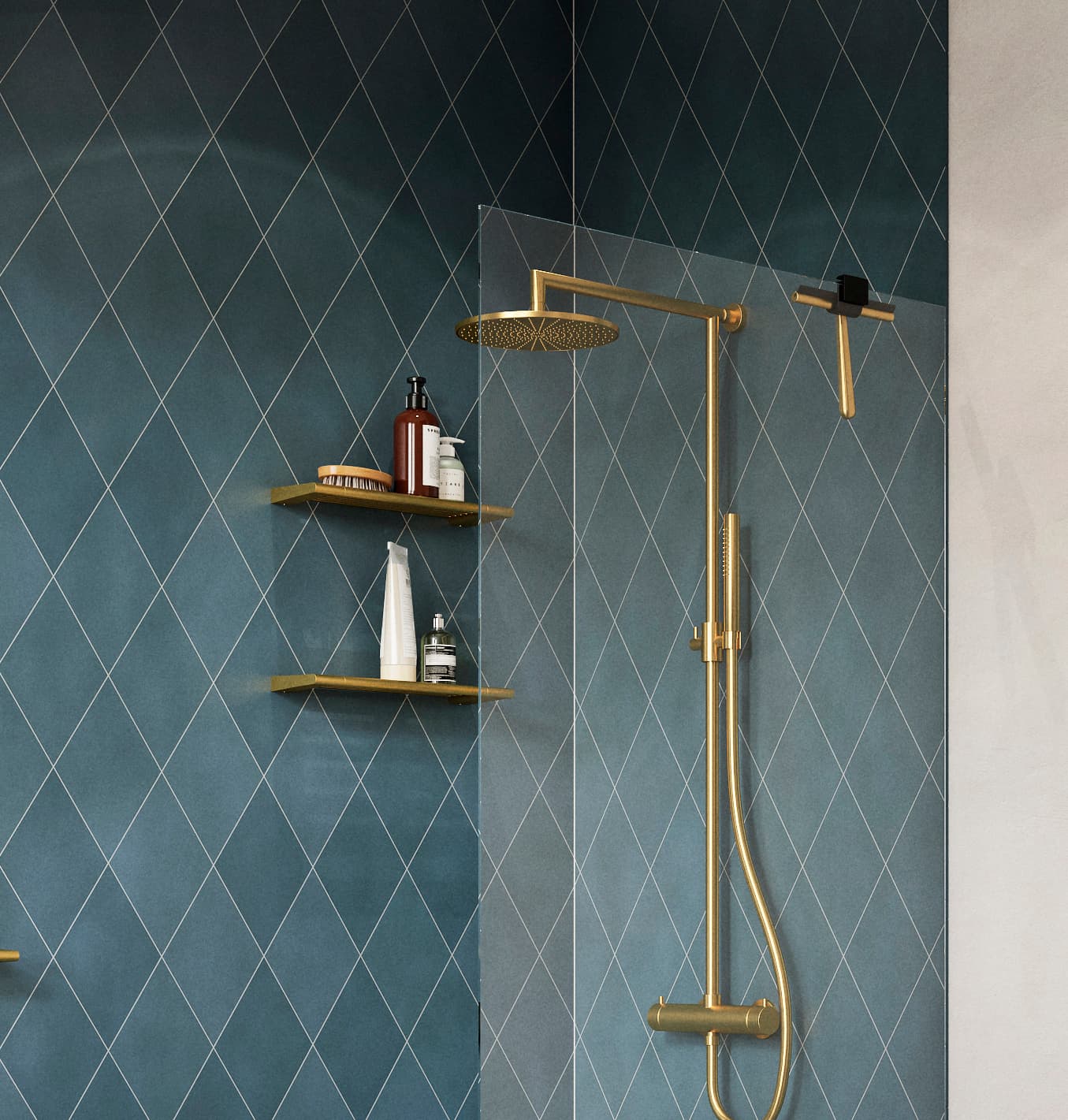 Pressalit STYLE wiper, brushed brass in shower
