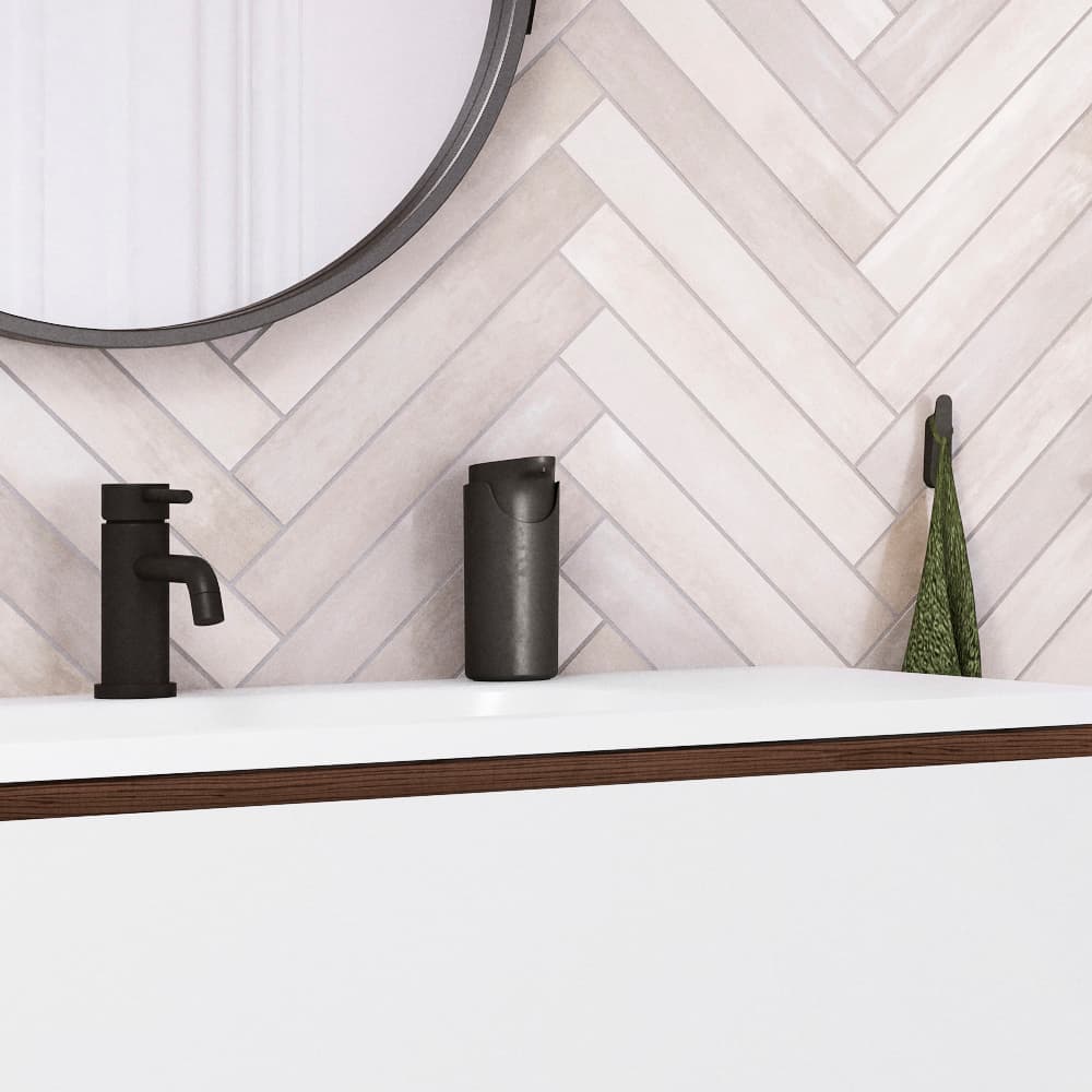 Pressalit STYLE soap dispenser, matt black, on wash basin