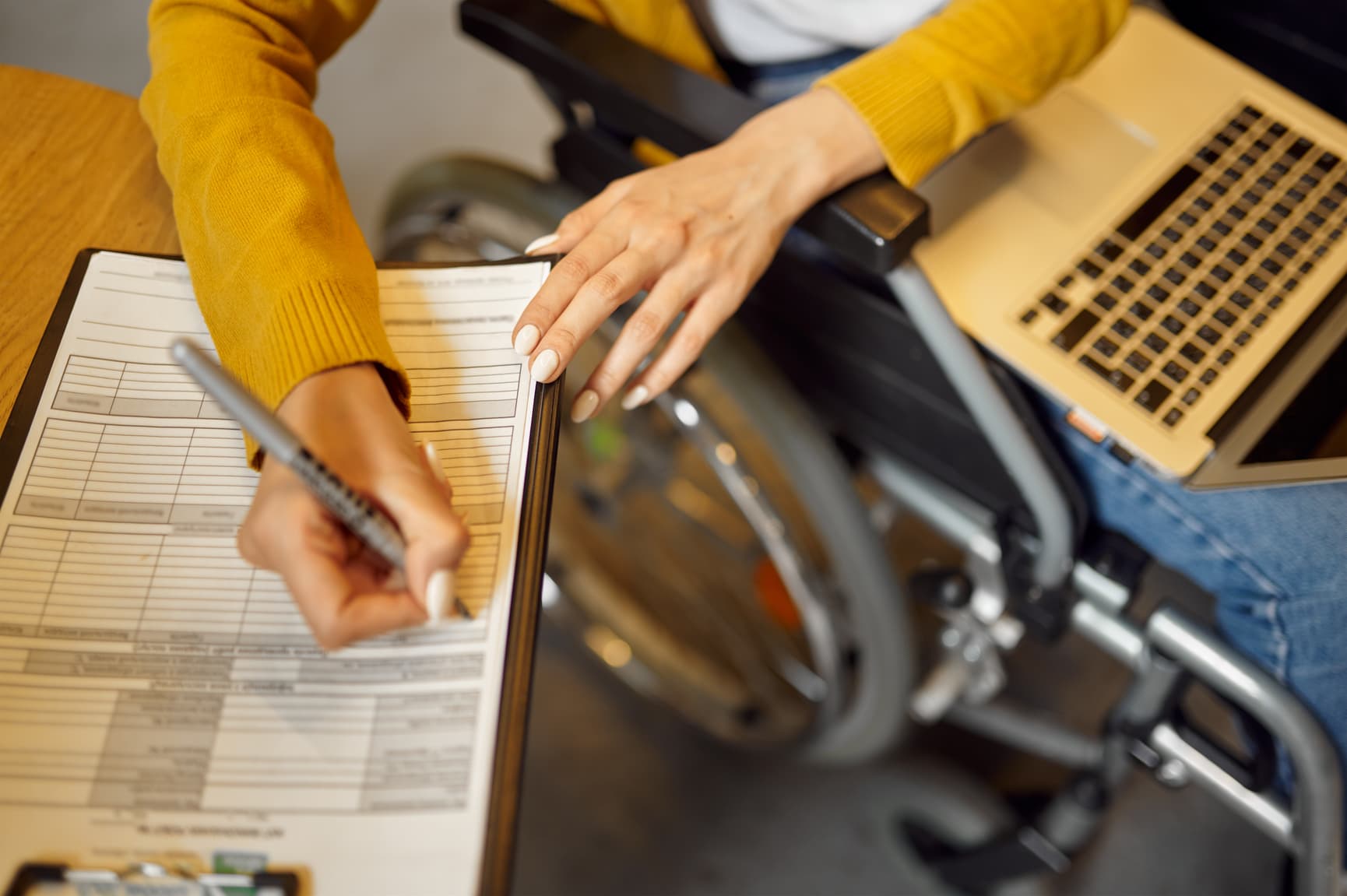 University student in wheelchair