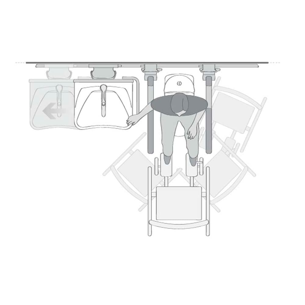 Illustration of accessible bathroom toilet area, single user