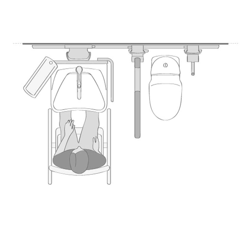 Illustration of accessible bathroom wash basin area, single user