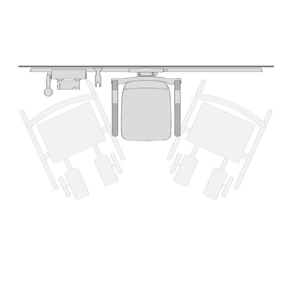 Illustration of accessible bathroom shower area. wheelchair positioning
