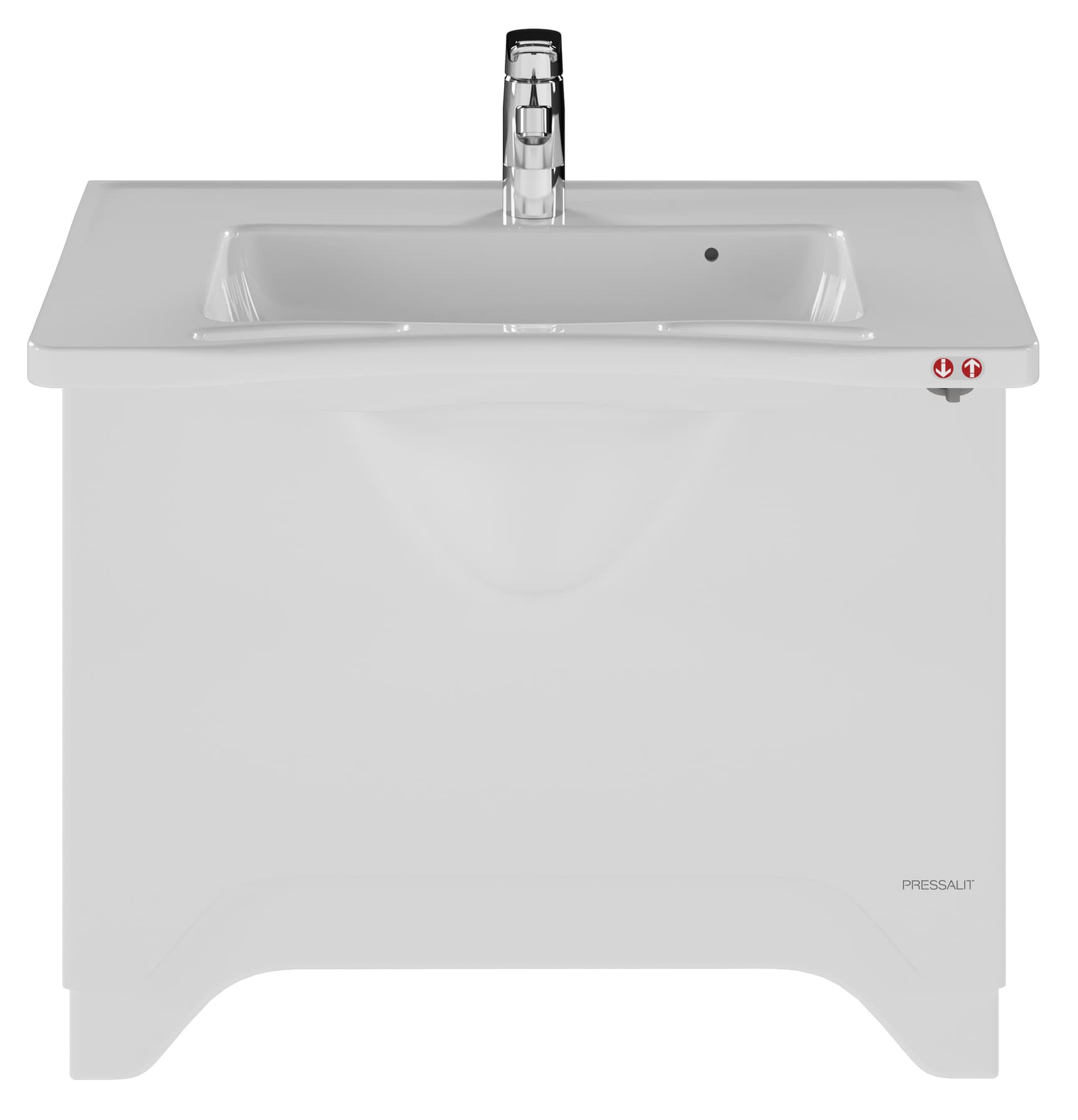 Electrically adjustable wash basin solution, buttons